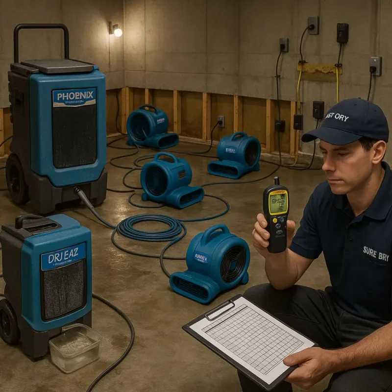 Structural Drying and Dehumidification process in Clinton, MA